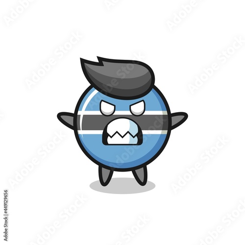 wrathful expression of the botswana flag badge mascot character