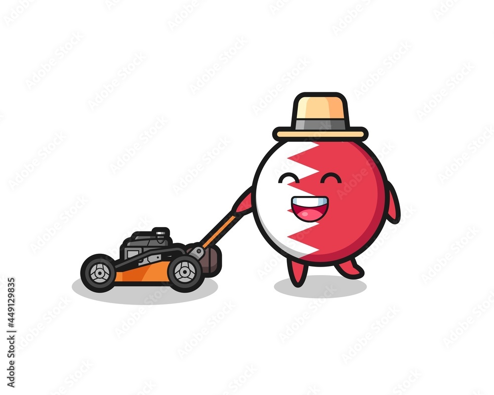 illustration of the bahrain flag badge character using lawn mower illustration of the bahrain flag badge character using lawn mower