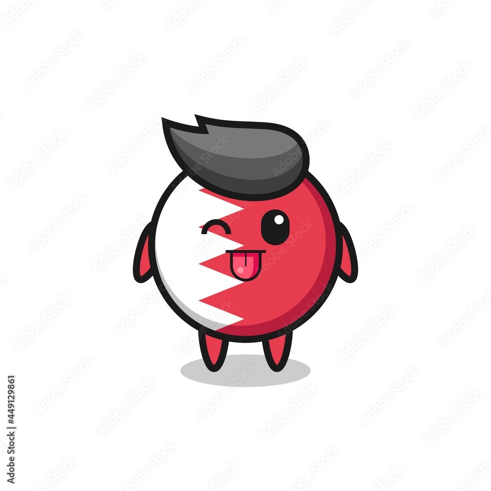 cute bahrain flag badge character in sweet expression while sticking out her tongue cute bahrain flag badge character in sweet expression while sticking out her tongue