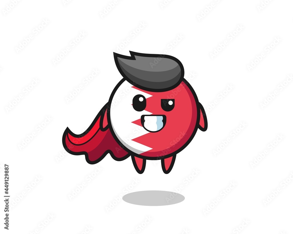 Fototapeta premium the cute bahrain flag badge character as a flying superhero