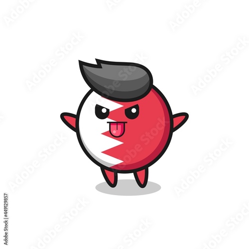 naughty bahrain flag badge character in mocking pose