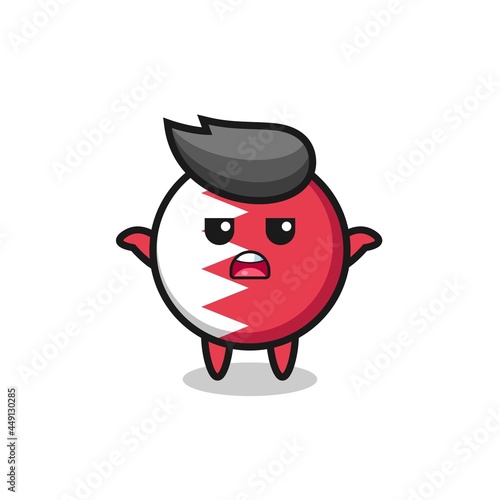 bahrain flag badge mascot character saying I do not know