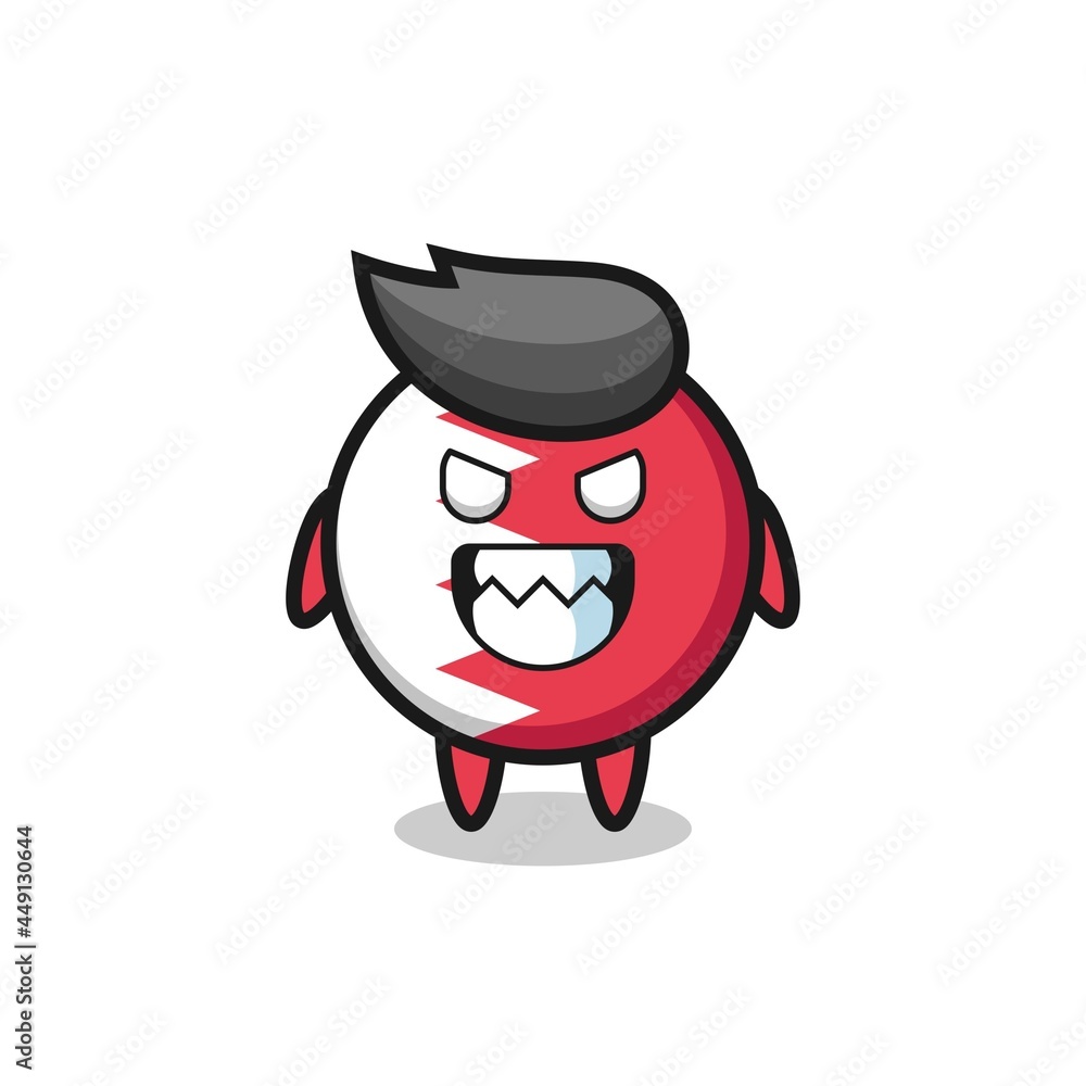 evil expression of the bahrain flag badge cute mascot character