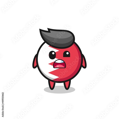 the shocked face of the cute bahrain flag badge mascot
