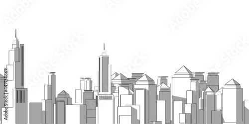 Building perspective  Cityscape on white background  Modern building in the city skyline