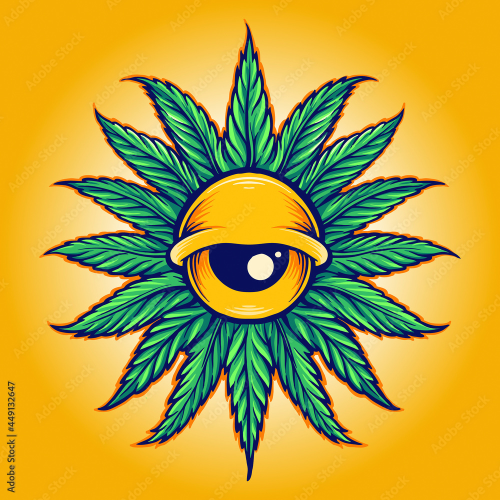 Mandala Leaf Cannabis Eyes vector illustrations for your work logo, mascot merchandise t-shirt, stickers and label designs, poster, greeting cards advertising business company or brands.
