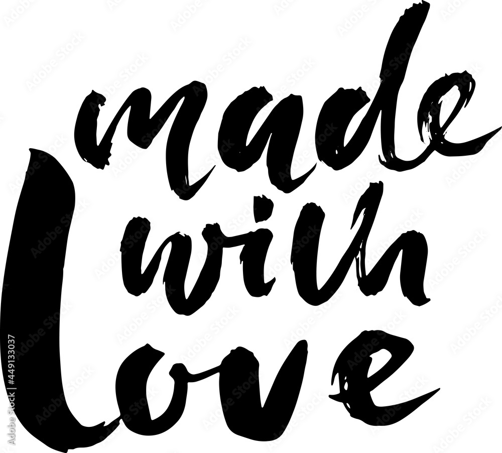 Made with love. Hand drawn dry brush lettering. Modern logo for your product and shop. Vector illustration. Made with love. Hand drawn dry brush lettering. Modern logo for your product and shop. Vector illustration.