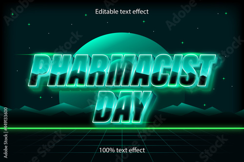 pharmacist day editable text effect retro style