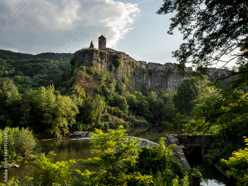 Castellfollit de la Roca church with the last lights of the day photo