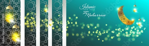 vector illustration for festive concept background of Islamic new year, new Hijari year- happy muharram