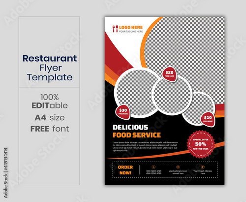 Set of restaurant menu and flyer design templates modern with colorful size A4 size. Vector illustrations for food and drink marketing material, ads, templates, cover design.