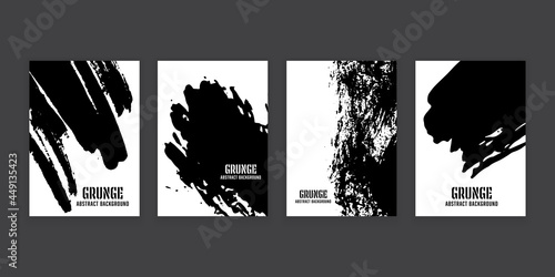 Vector set black paint brush with template book cover, poster, banner background.