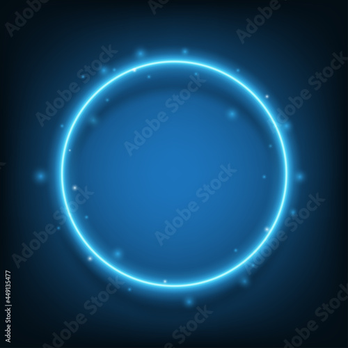 Vector round shiny frame background. Magic glowing circular star rays and beams of glitter.