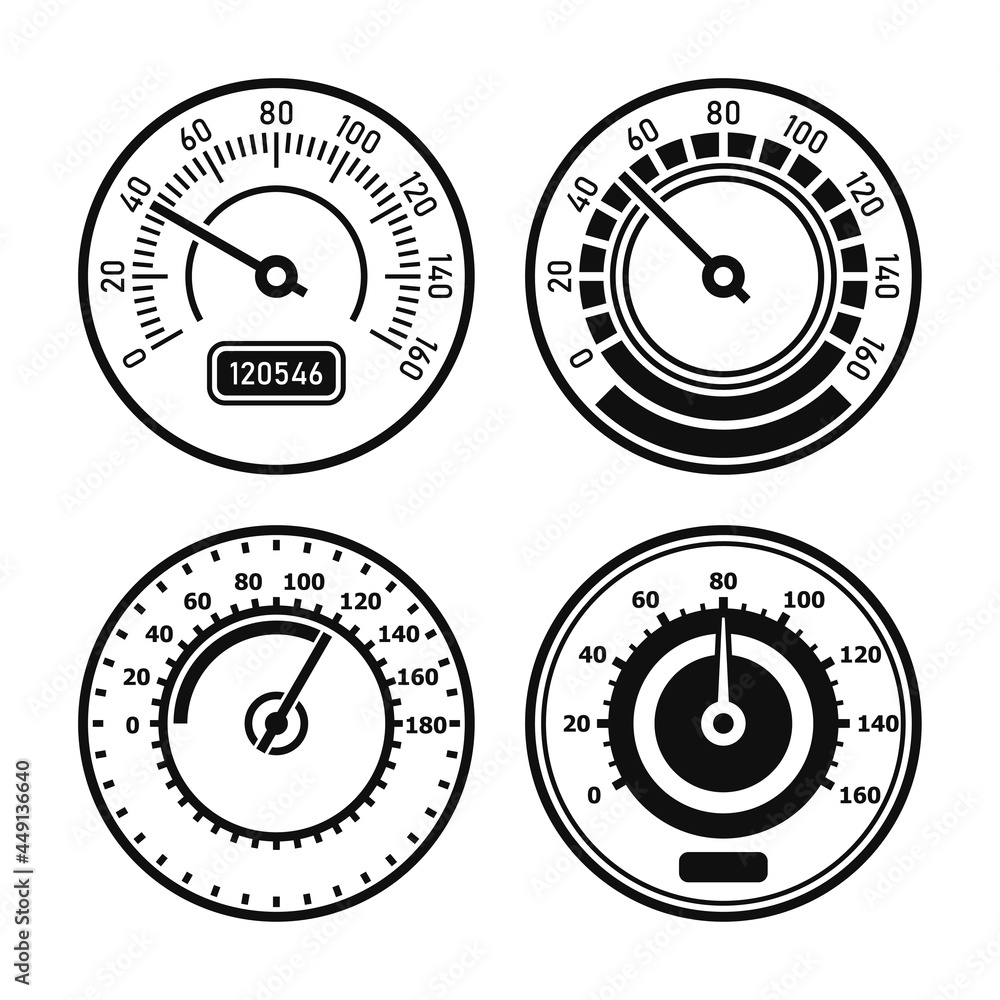 Car Speedometer Set on White Background. Vector Car Speedometer Set on White Background. Vector