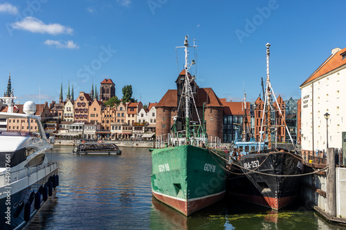  Old Town of Gdansk in Poland, Europe, view from the city marina at Motlawa River