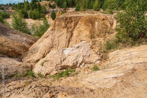 A sandy mountain in the quarries of Russia.