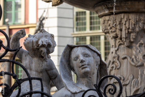 Neptune Fountain at Long Market Street in Gdansk. Poland