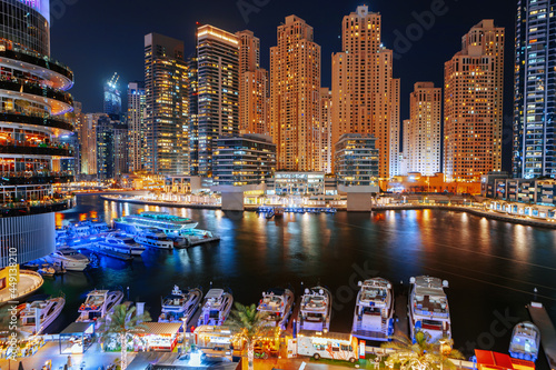 Photography Stunning view of Dubai Marina at night