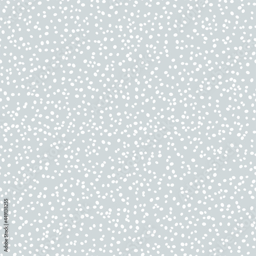 Vector Winter Snowfall Seamless Pattern. Christmas kid hand drawn falling snow print on gray background. Abstract New year brush spray texture for print, wrapping paper, design, fabric, backgrounds
