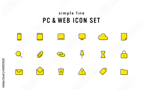PCやWEBのアイコンのセット　ビジネス　シンプル　インターネット　スマホ　パソコン　マーク　ピクト
