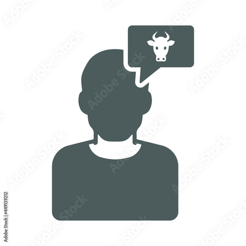 Farmer, idea, cattle message icon. Gray vector graphics.