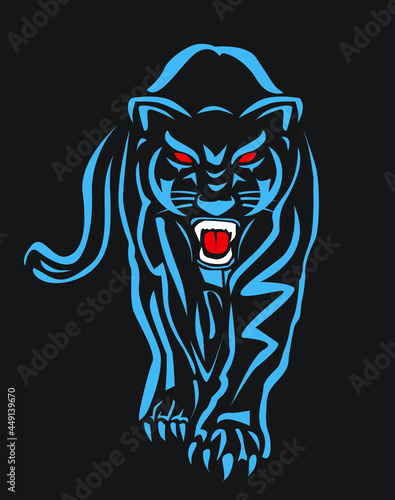 Panther illustration. 
panther logo ,art, icon , symbol,
panther  line art colours vector. graphic vector.