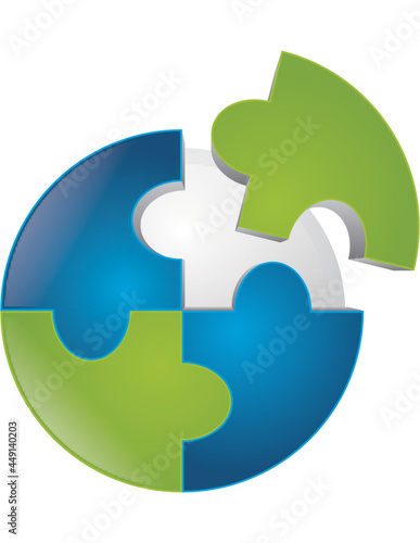 puzzle logo icon 3d design template