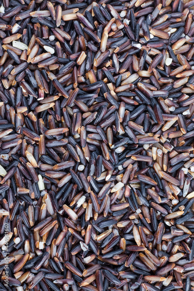 Black rice berries background. Black rice berries background.