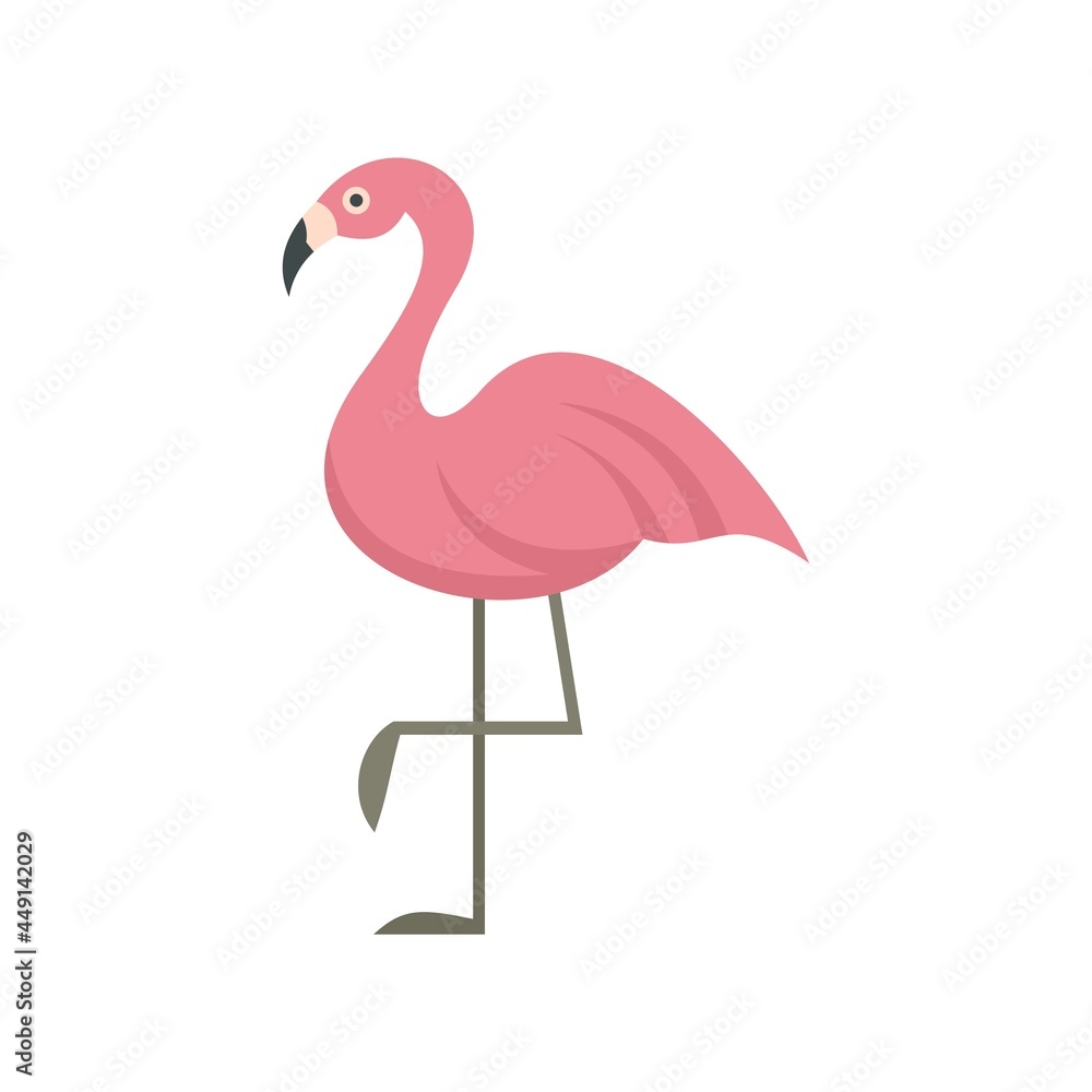 Flamingo bird icon flat isolated vector