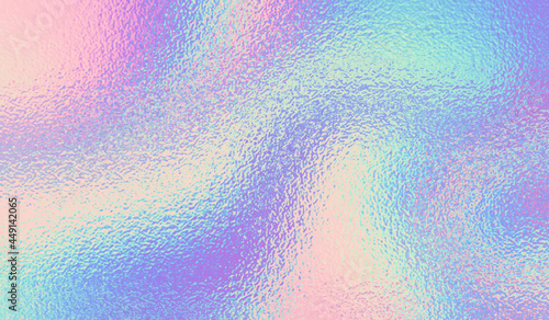 Iridescent texture. Holographic background. Hologram gradient. Neon color. Foil effect. Rainbow graphic. Chrome cosmic design for prints. Holography pattern. Pearlescent ombre. Pastel patern. Vector