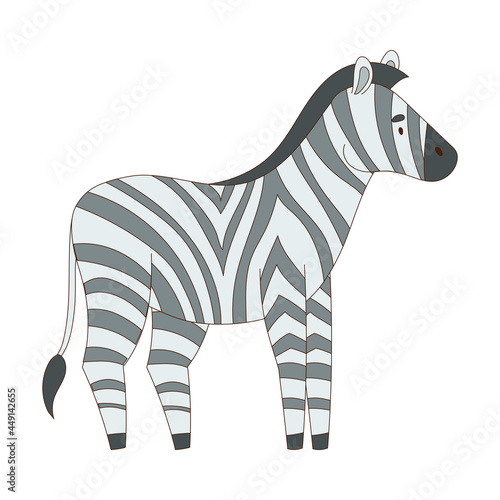 Striped Zebra as Hooved African Animal Vector Illustration