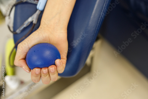 blood donor, gives blood in the laboratory