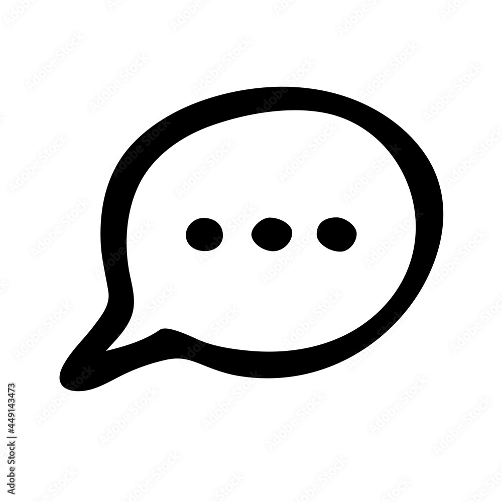 Fototapeta premium Dialog cloud icon with dots. Vector illustration in doodle style. Hand drawn
