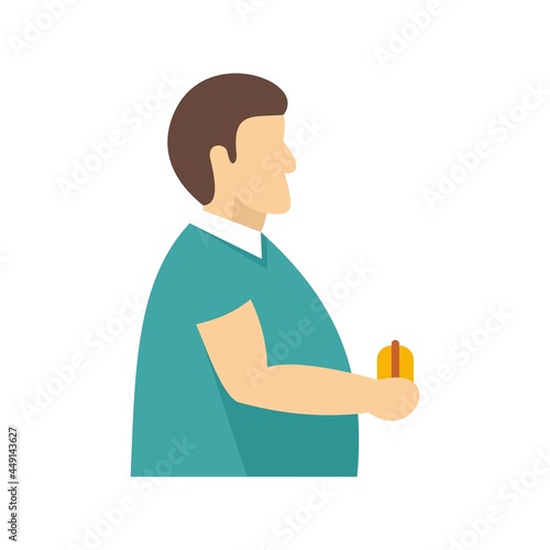 Fat man diabetes icon flat isolated vector