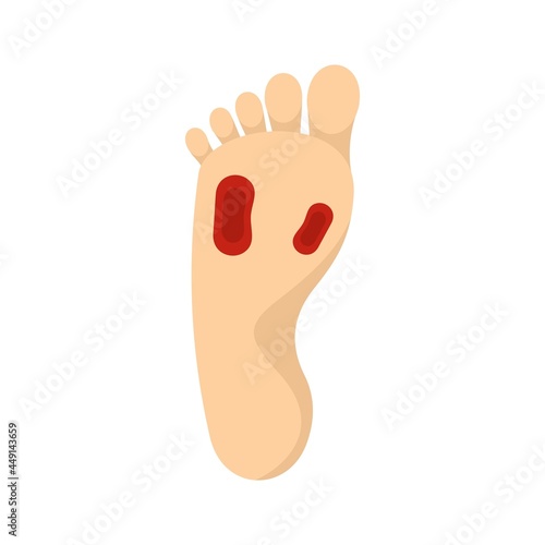 Blood foot pain icon flat isolated vector