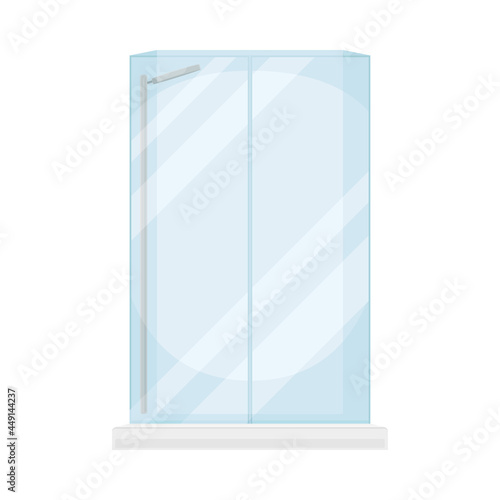 Stall Shower or Shower Unit with Door to Contain Water Spray Vector Illustration
