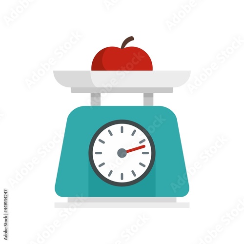Fruit on kitchen scales icon flat isolated vector