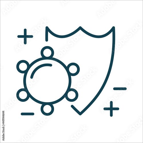 Shield, protect against virus line icon isolated vector. Editable stroke symbol. Vaccines against virus, vaccination sheldule, anti vaccine, shield virus. Flu, hepatitis, measles covid prevention