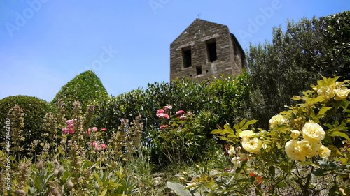 Gardens and old priory. Prieure de Serrabonne, France photo