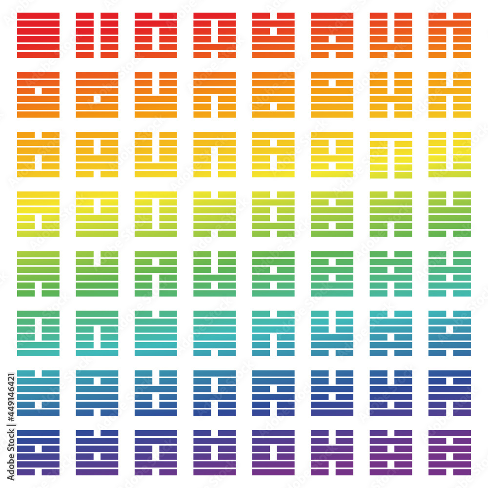 64 Gene Keys Hexagrams rainbow i ging Stock-Vektorgrafik | Adobe Stock