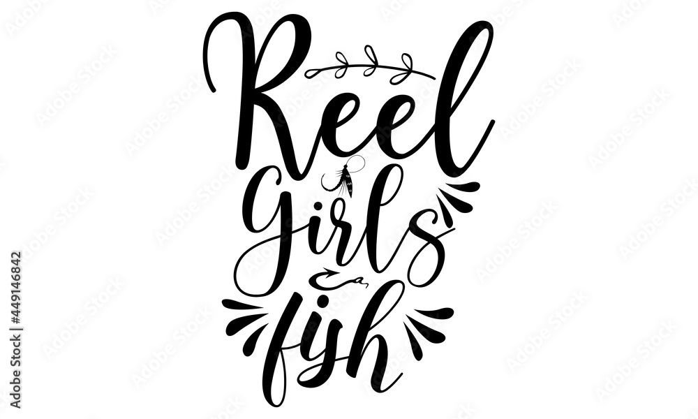 Obraz premium Reel girl’s fish svg,Fishing SVG Bundle, Fishing SVG, Fishing Clipart, Fishing Cut Files For Silhouette, Files for Cricut, Fishing Vector, Dxf, Png, Eps, Design,Fishing Bundle Svg