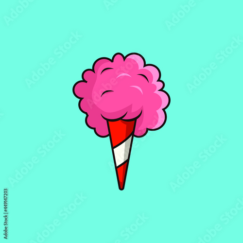cotton candy illustration on a blue background, cotton candy vector illustration isolated design with flat style