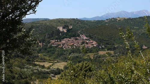 View from Castelnou, Beautiful village in south France photo