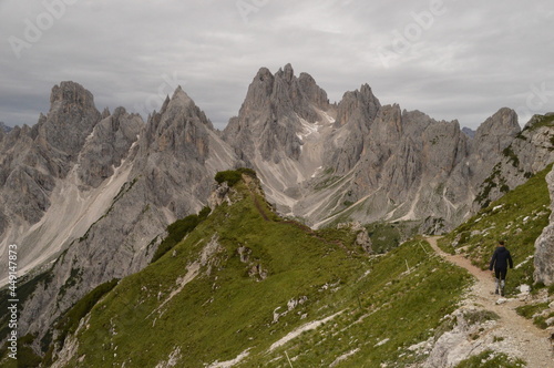 Enjoying the stunning views over the mountainous landscapes of Northern Italy s Dolomite Mountains at Tre Cime