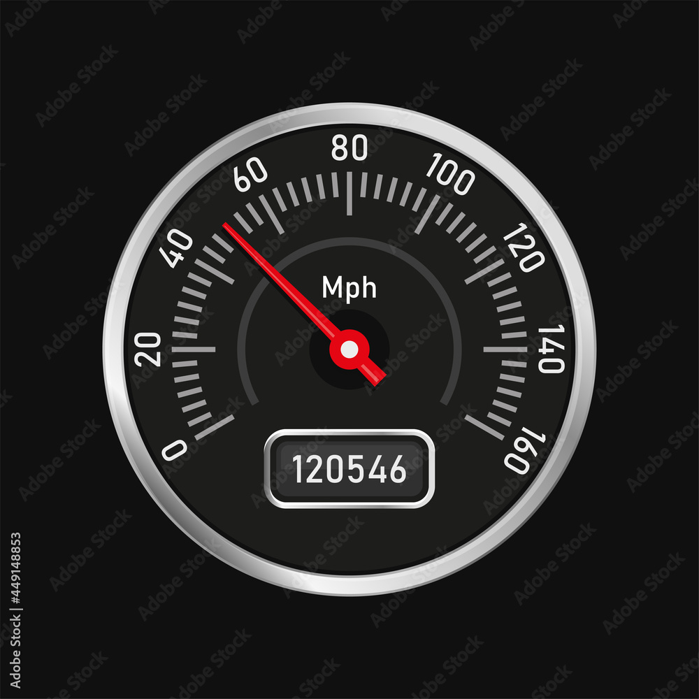 Analog Car Speedometer on White Background. Vector