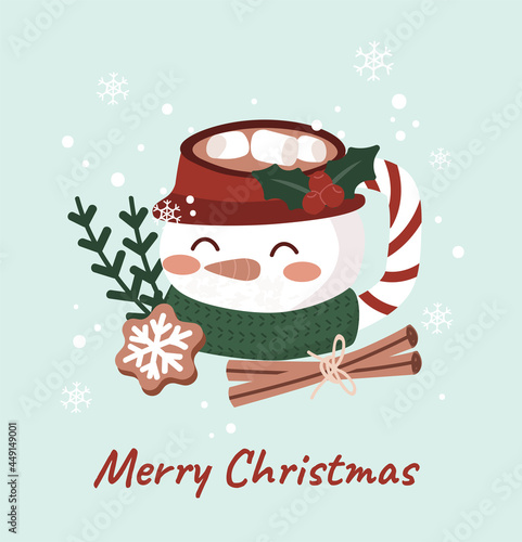 Merry christmas cute cafe biscuit food dessert illustrations vector for fabric, linen, textiles and wallpaper