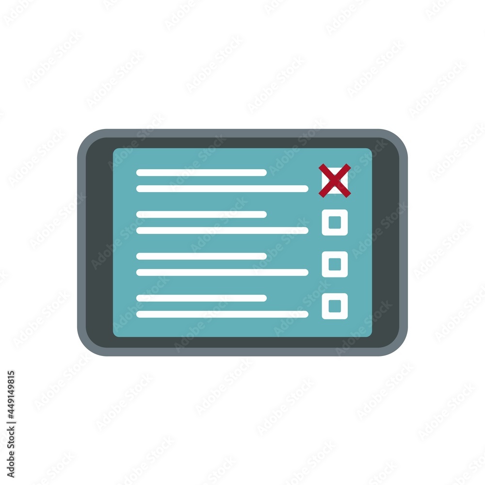 Tablet online survey icon flat isolated vector Tablet online survey icon flat isolated vector