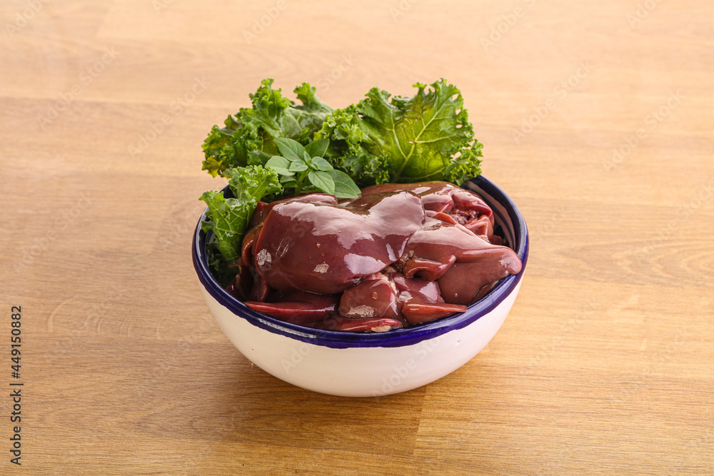 Raw chicken liver in the bowl Raw chicken liver in the bowl