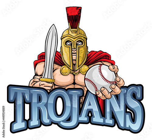 Trojan Spartan Baseball Sports Mascot