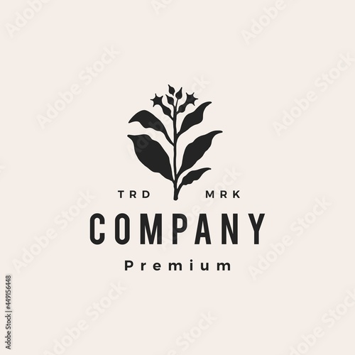 tobacco tree flower cigarette hipster vintage logo vector icon illustration